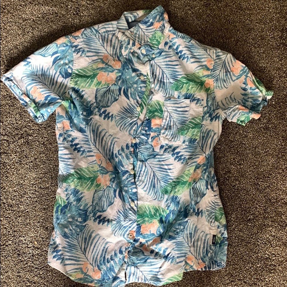 Izod Blue and Green Casual Button Down Shirt